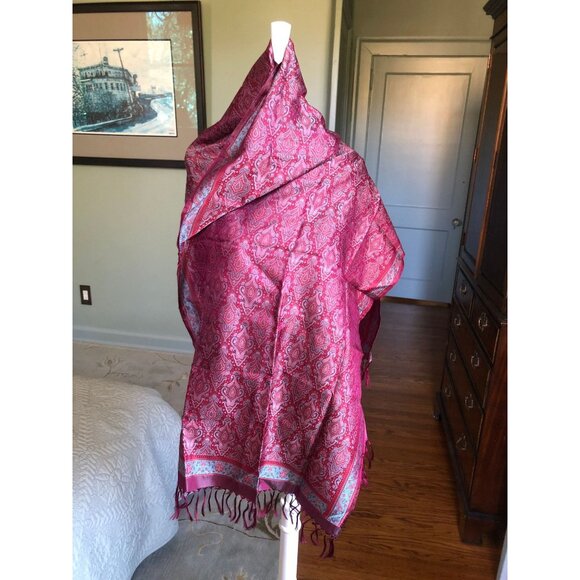 100% Silk Scarf, Silk Meditatiom Shawl, Silk Shawl, Silk Paisley Scarf, Brocade - Picture 2 of 10